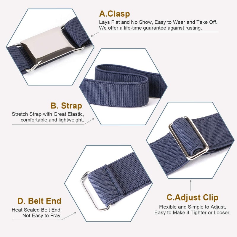 Jas. Good Kids Toddler Belt Elastic Stretch Adjustable Belt for Boys and Girls with Silver Square Buckle 2 Pack - Image 4